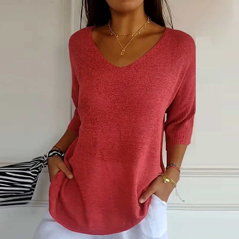 Anna | Women’s V-Neck Knit Top