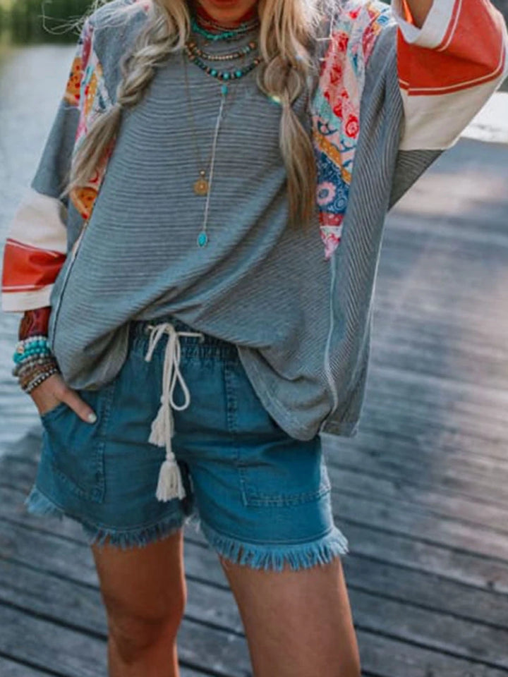 BAILEY – Lightweight Patchwork Batwing Top