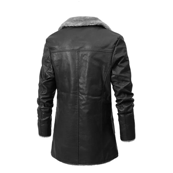 Lapel collar faux fur button closure coat