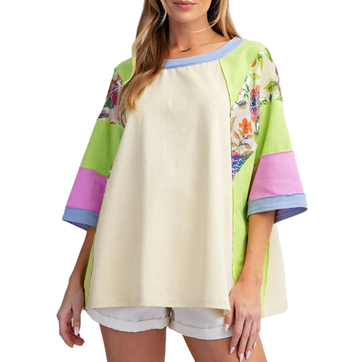BAILEY – Lightweight Patchwork Batwing Top