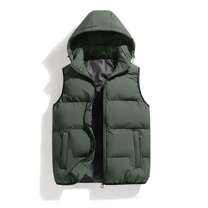 Men's vest with removable hood