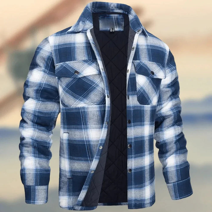 Versatile design checked bomber jacket