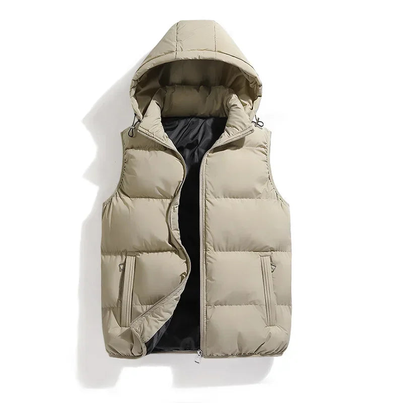 Men's vest with removable hood