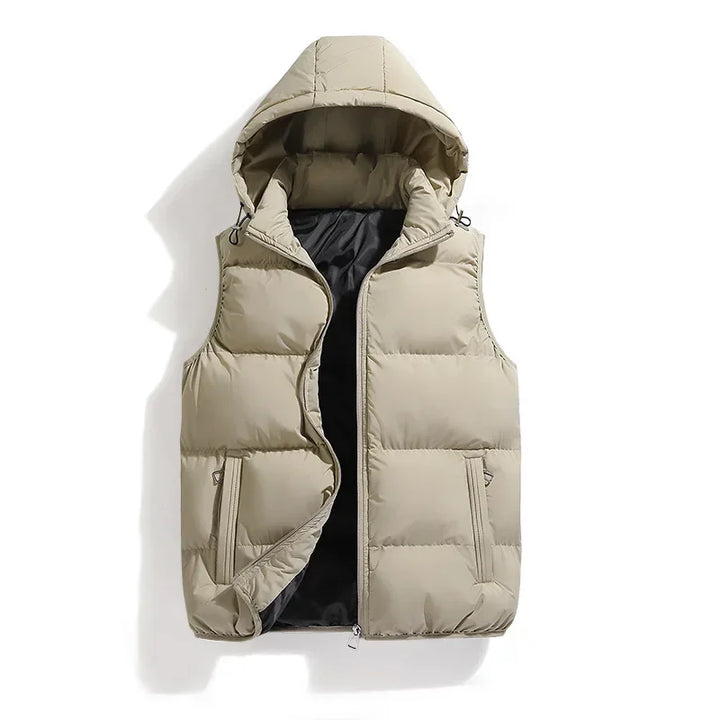 Men's vest with removable hood