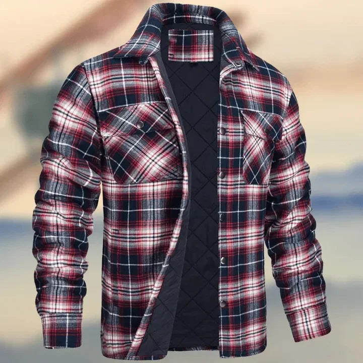 Versatile design checked bomber jacket