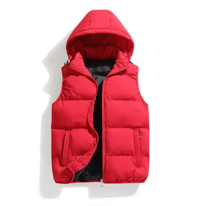 Men's vest with removable hood