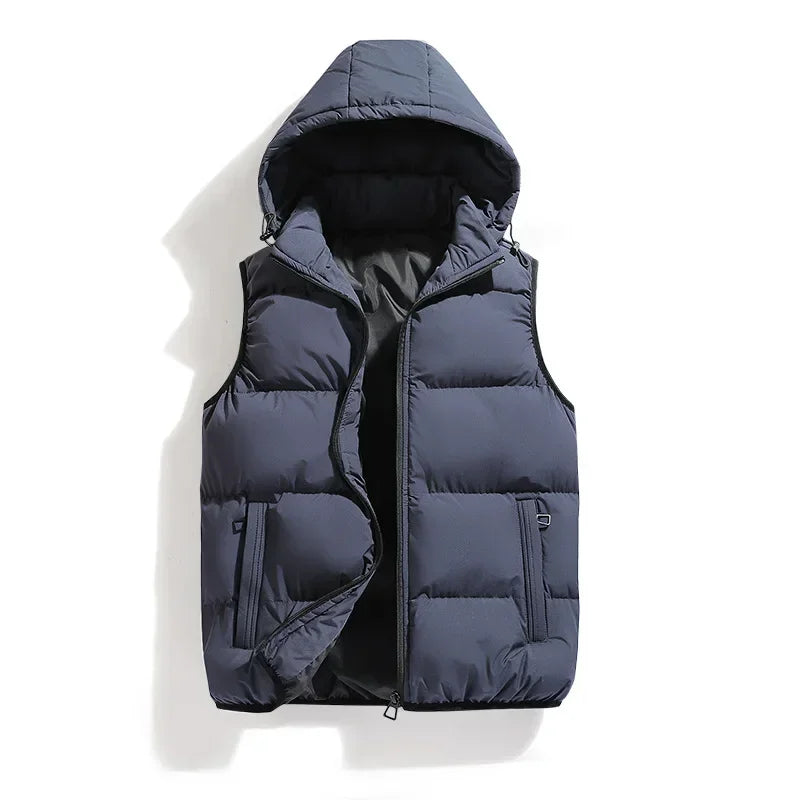 Men's vest with removable hood