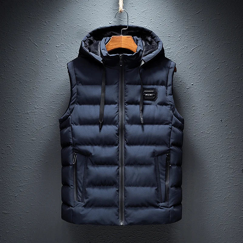 Lined vest with hood