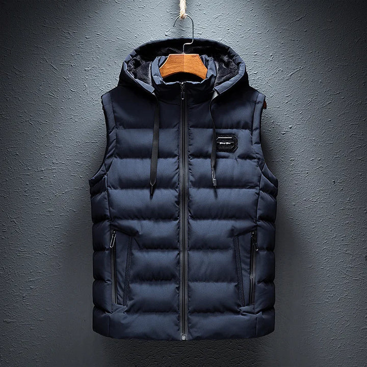 Lined vest with hood