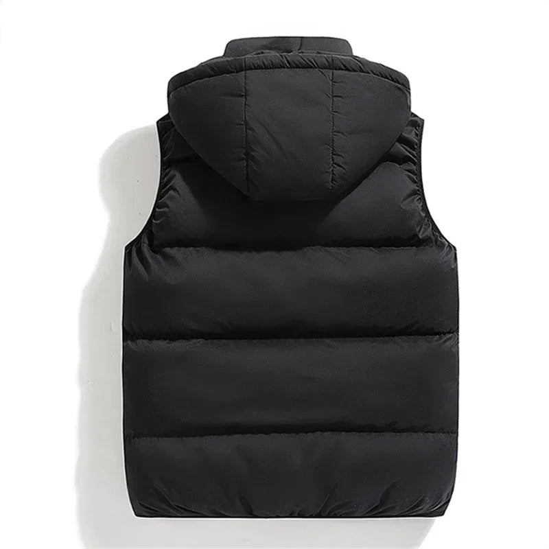 Men's vest with removable hood