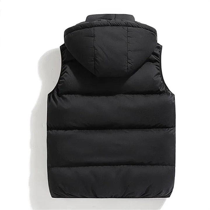 Men's vest with removable hood