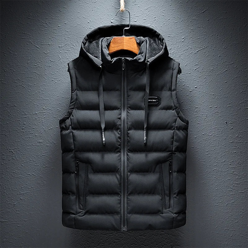 Lined vest with hood