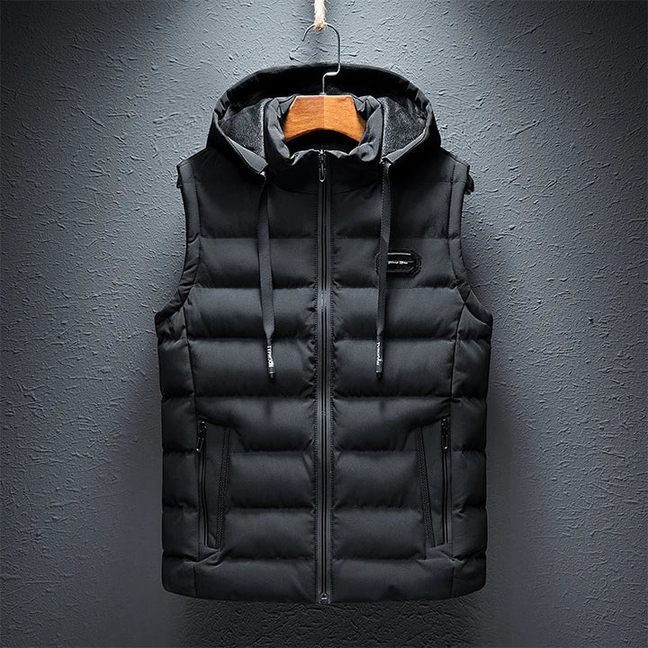 Lined vest with hood