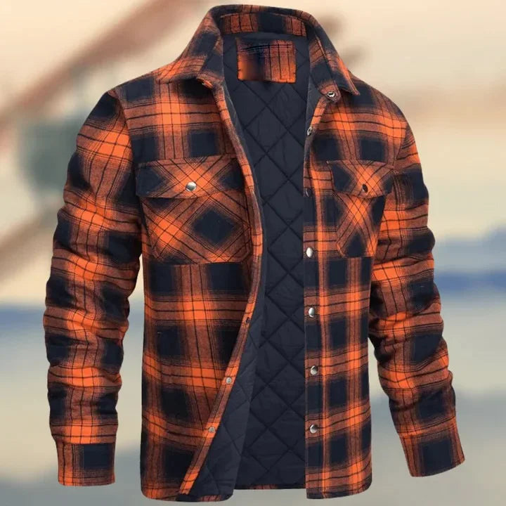 Versatile design checked bomber jacket