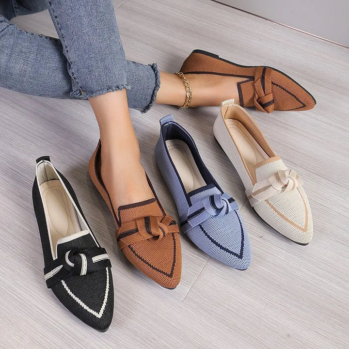 Flat Women's Shoes with Knotted Design