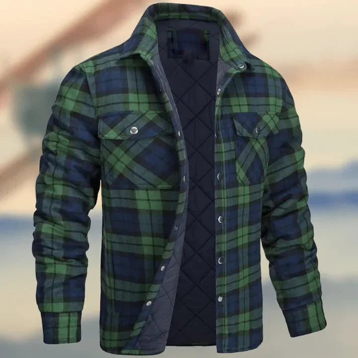 Versatile design checked bomber jacket