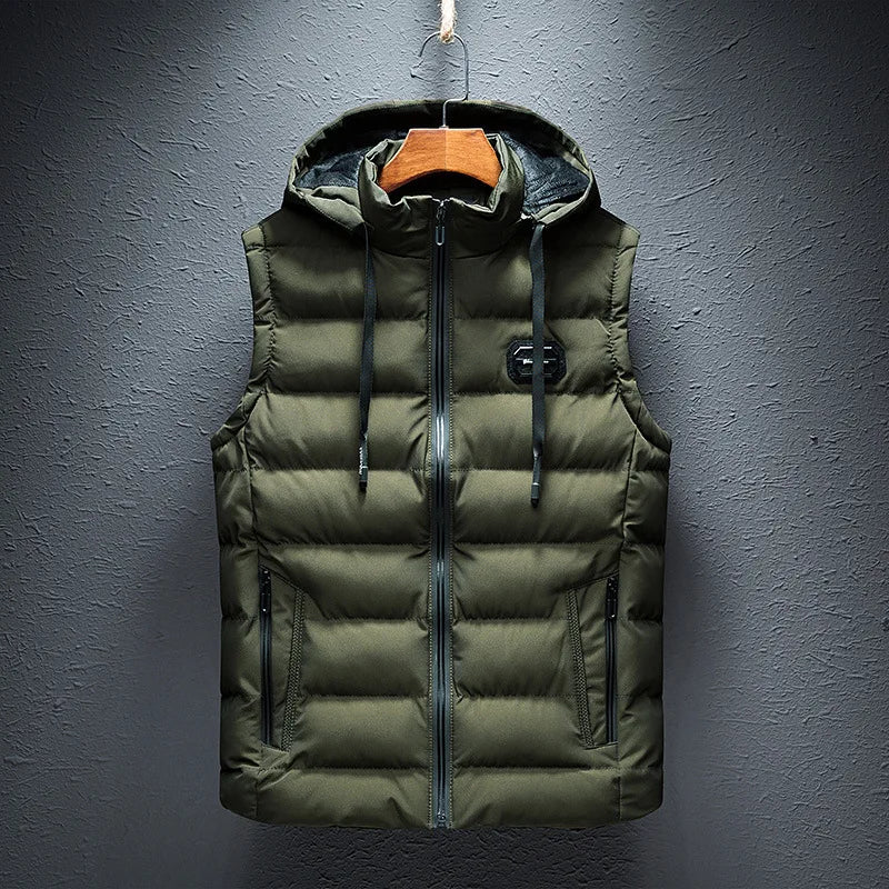 Lined vest with hood