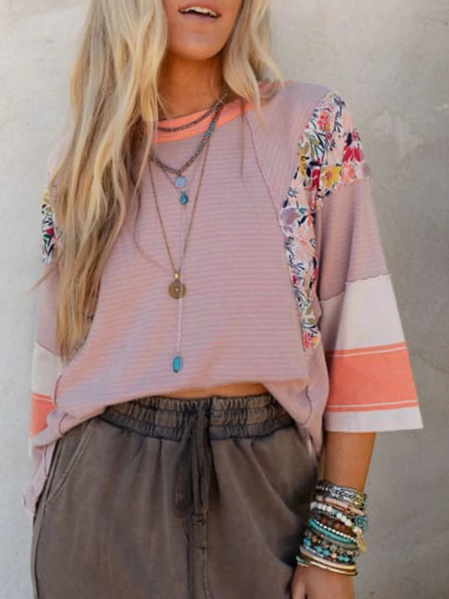 BAILEY – Lightweight Patchwork Batwing Top