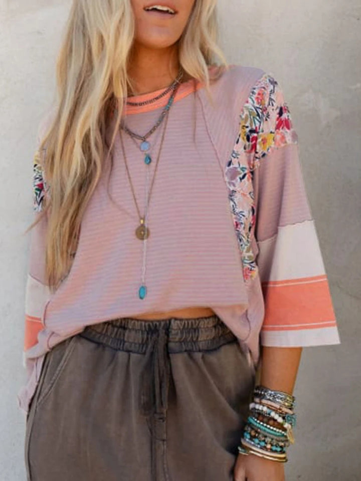 BAILEY – Lightweight Patchwork Batwing Top